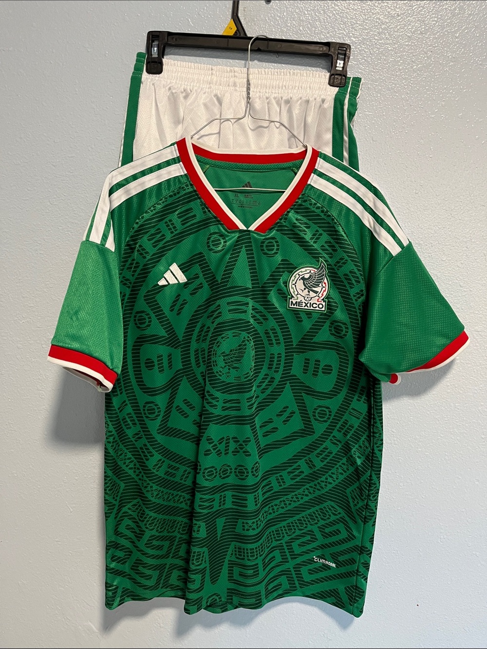 adidas Green Mexico Men’s Soccer Jersey with Red & White Trim slim XL Set